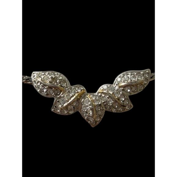 CHRISTIAN DIOR (Signed) BEAUTIFUL Silver-Tone PAVÉ LEAF CLUSTER NECKLACE - Picture 12 of 13